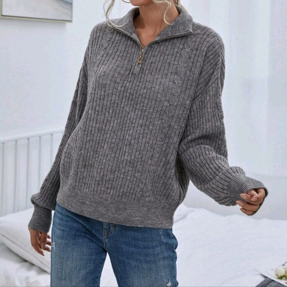 🐸$2🐸Quarter Zip Textured Sweater - Picture 1 of 4